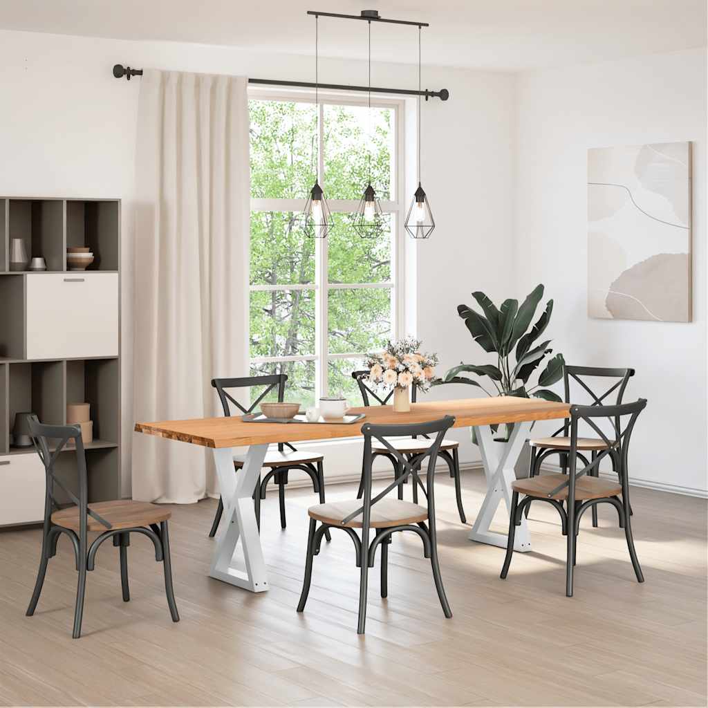 Esstisch mit Baumkanten Hellbraun 240x80x74 cm Massivholz Eiche