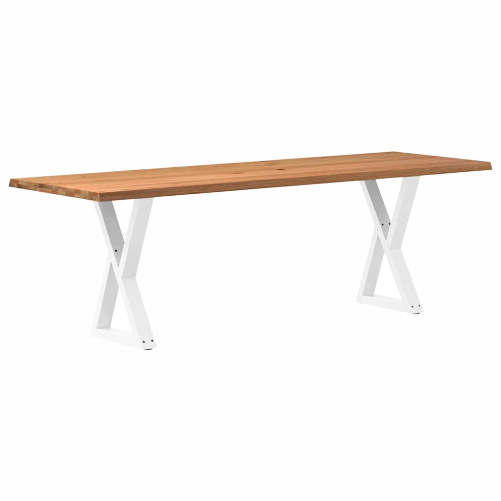 Esstisch mit Baumkanten Hellbraun 240x80x74 cm Massivholz Eiche