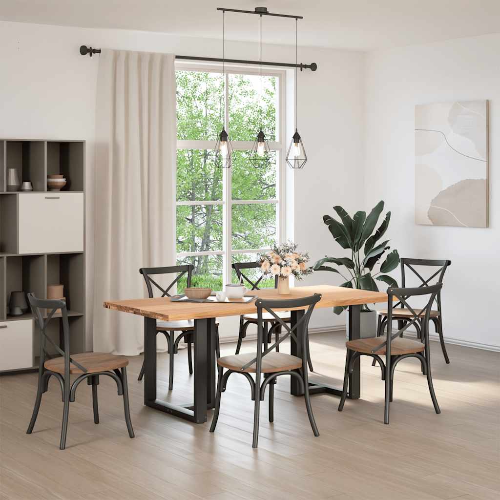 Esstisch Hellbraun 200x90x74 cm Massivholz Eiche Rechteckig