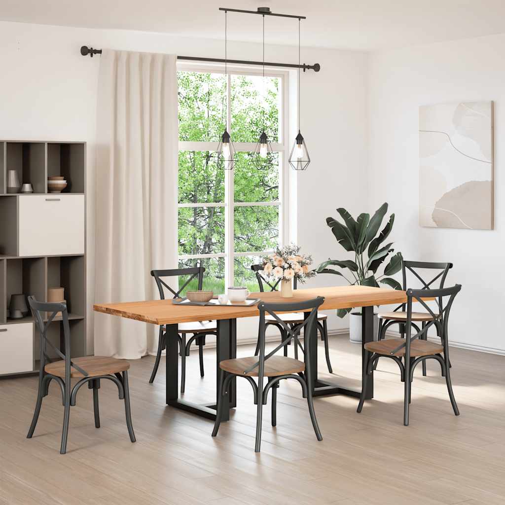 Esstisch Hellbraun 240x90x74 cm Massivholz Eiche Rechteckig