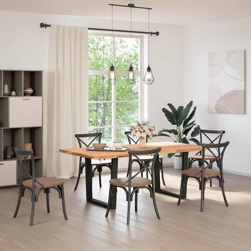 Esstisch mit Baumkanten 200x100x74 cm Massivholz Eiche