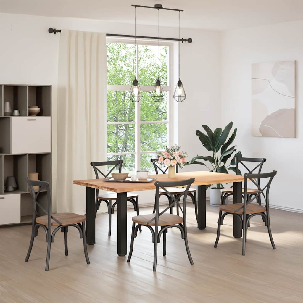Esstisch mit Baumkanten 200x100x74 cm Massivholz Eiche Rechteck