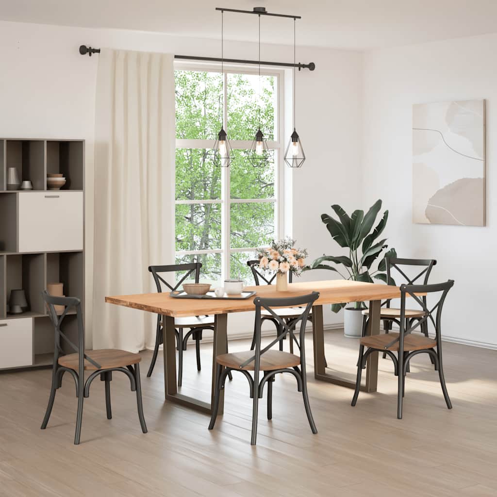 Esstisch mit Baumkanten 220x100x74 cm Massivholz Eiche
