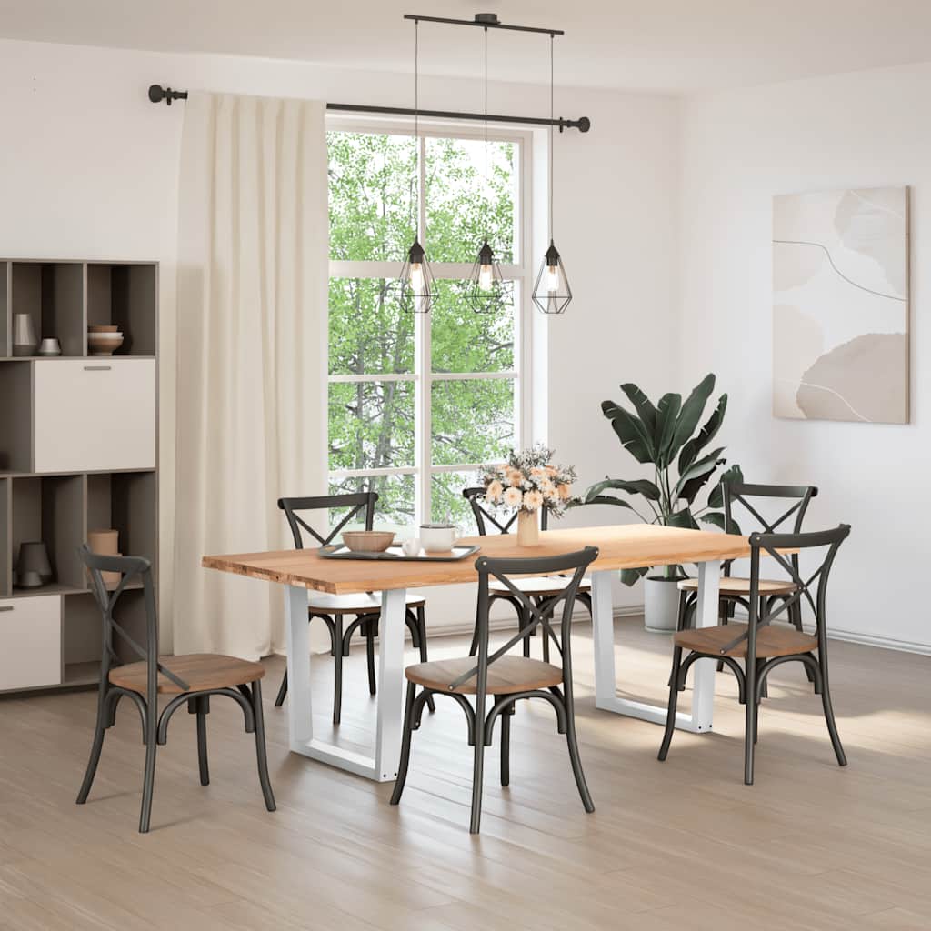 Esstisch mit Baumkanten 220x100x74 cm Massivholz Eiche