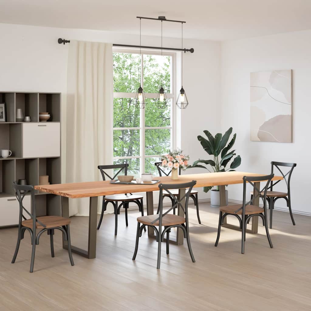 Esstisch mit Baumkanten 320x100x74 cm Massivholz Eiche