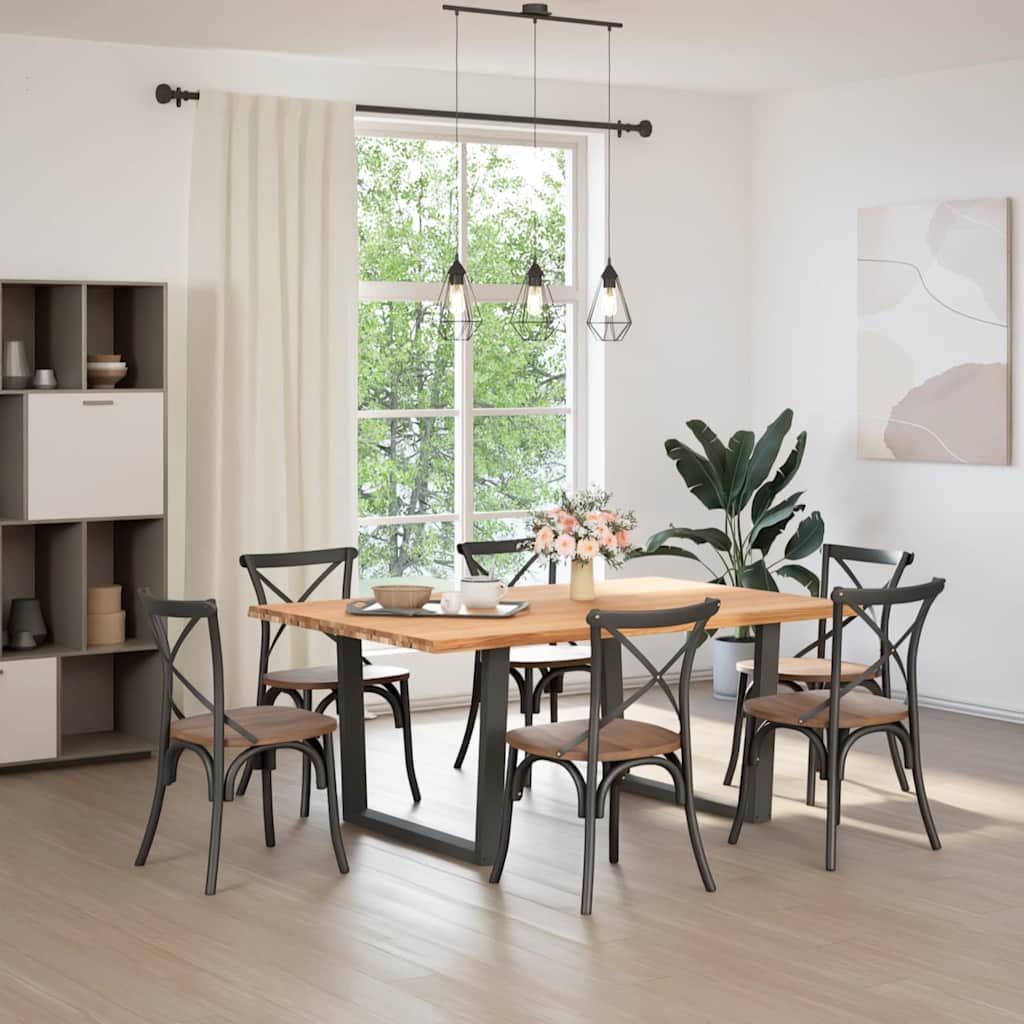 Esstisch mit Baumkanten 180x120x74 cm Massivholz Eiche