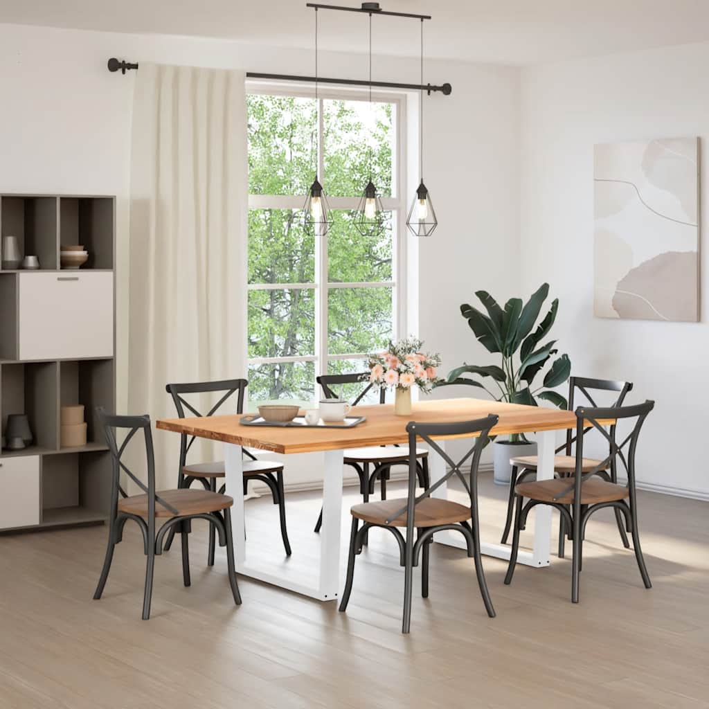 Esstisch Hellbraun 200x120x74 cm Massivholz Eiche Rechteckig
