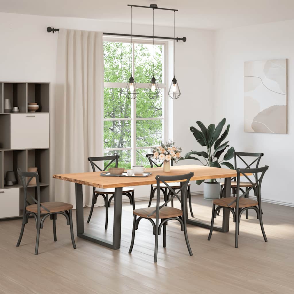 Esstisch mit Baumkanten 220x120x74 cm Massivholz Eiche