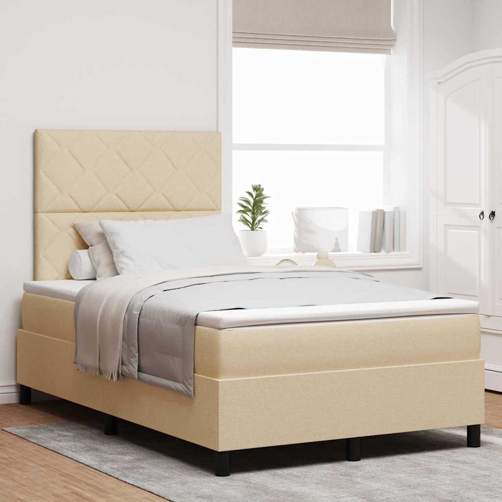 Beige Boxspringbett mit Matratze 120x200 cm Stoff