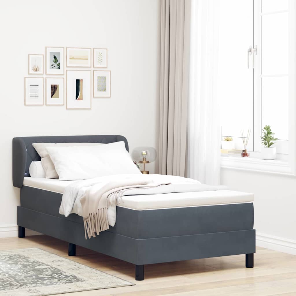 Boxspringbett mit Matratze Dunkelgrau 90x190 cm Samt