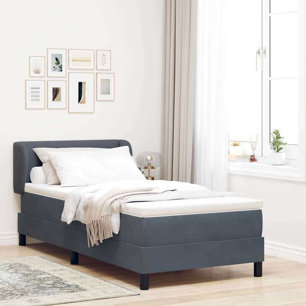Boxspringbett mit Matratze Dunkelgrau 90x190 cm Samt