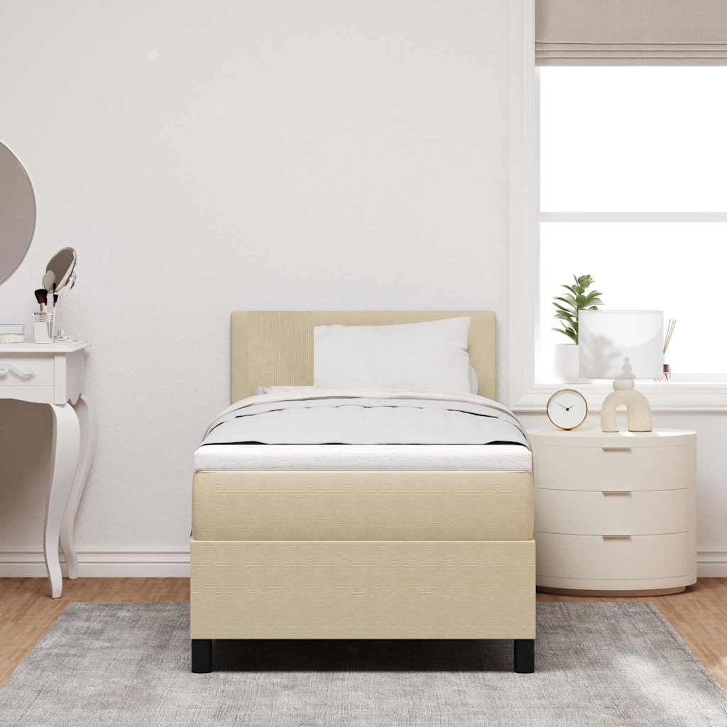 Boxspringbett mit Matratze Hellgrün Grau 80x200 cm Cordstoff
