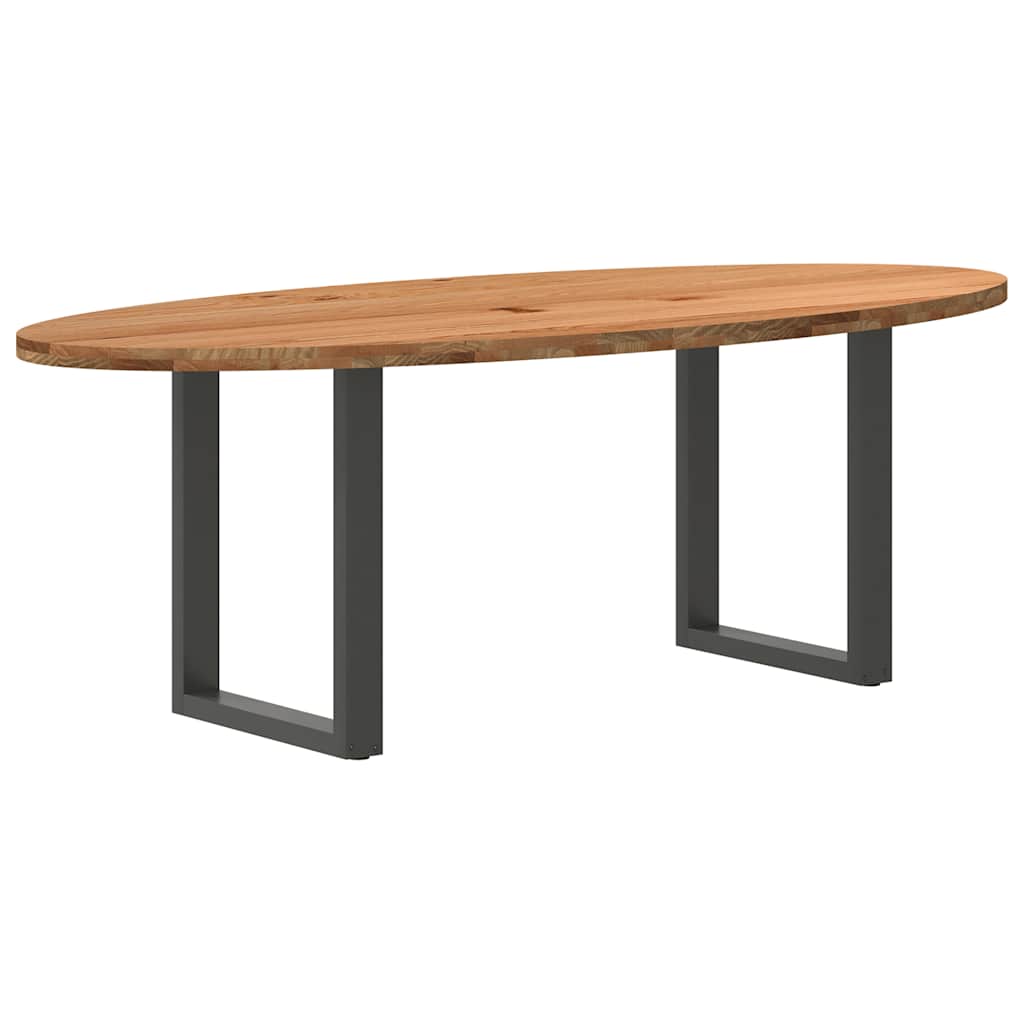 Esstisch Hellbraun 220x100x74 cm Massivholz Eiche Oval