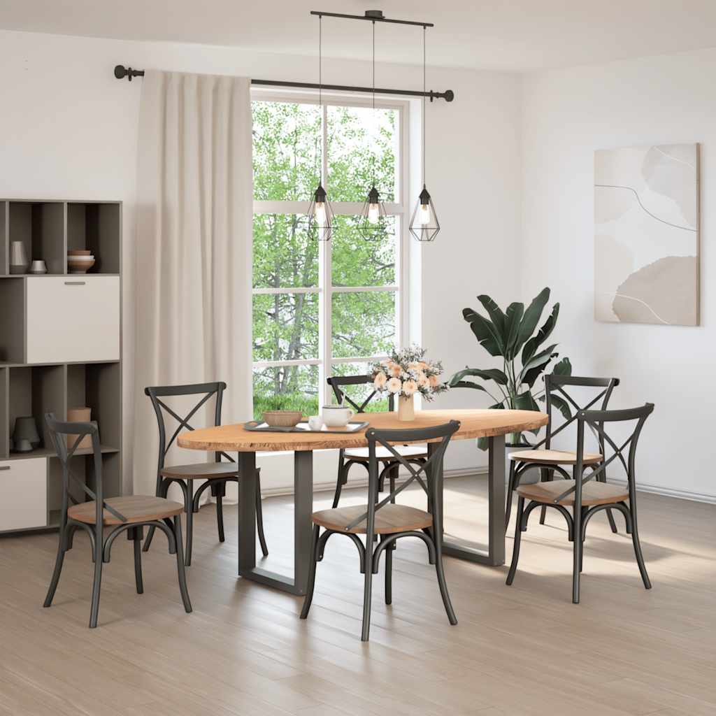 Esstisch Hellbraun 220x100x74 cm Massivholz Eiche Oval