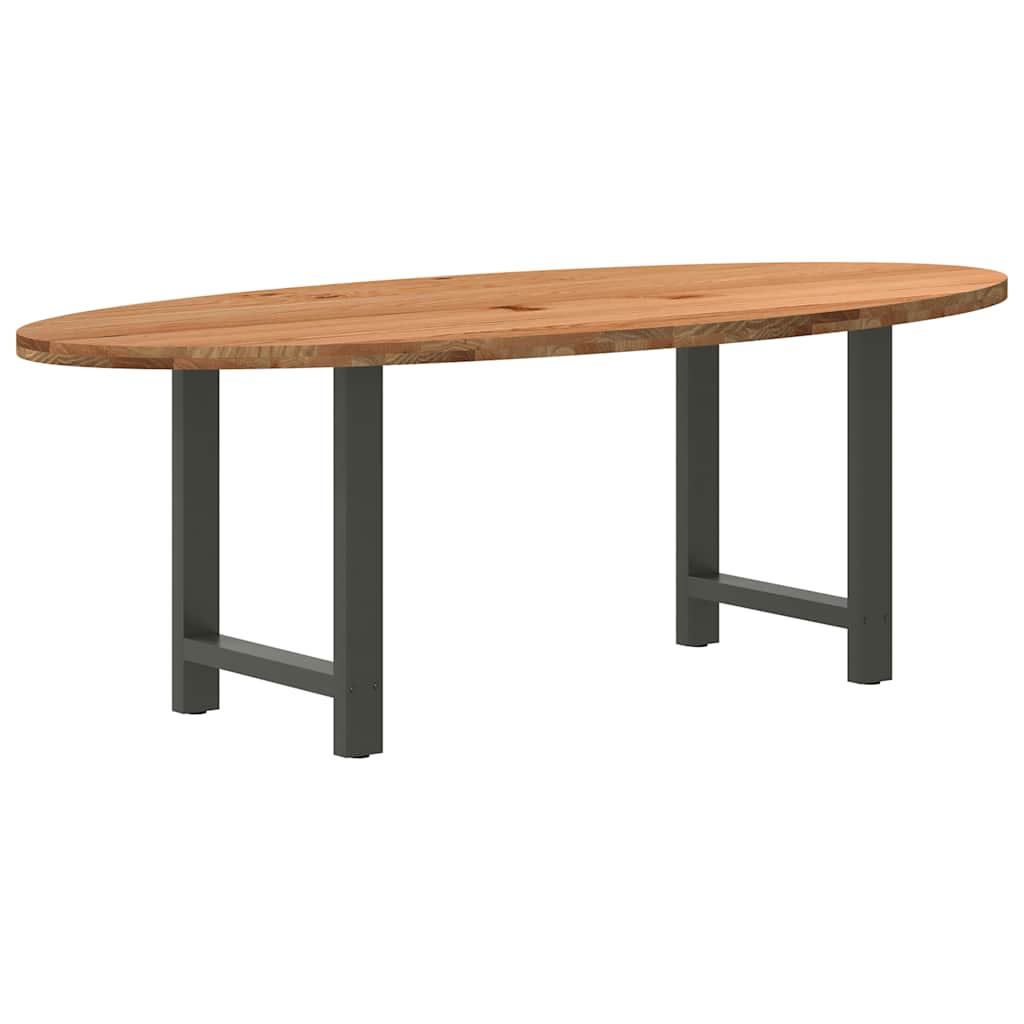 Esstisch Hellbraun 220x100x74 cm Massivholz Eiche Oval