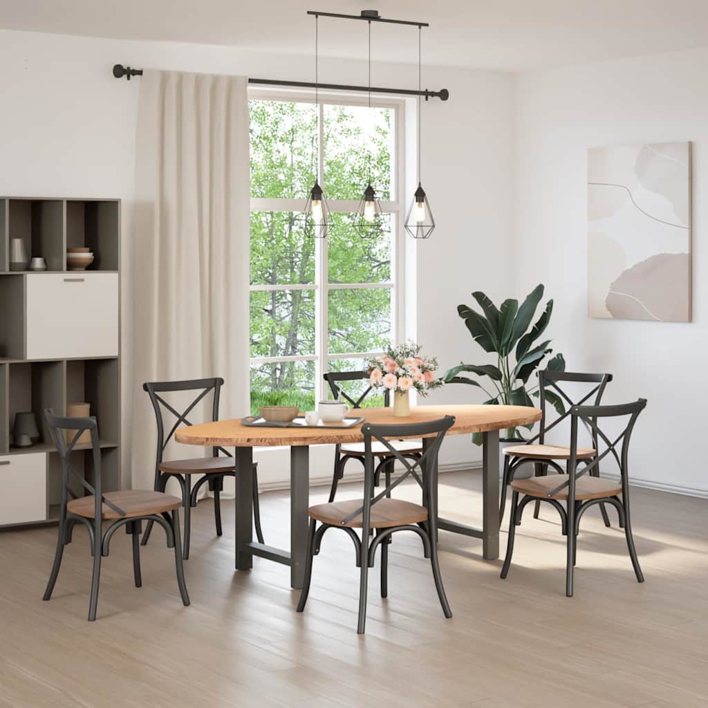 Esstisch Hellbraun 220x100x74 cm Massivholz Eiche Oval
