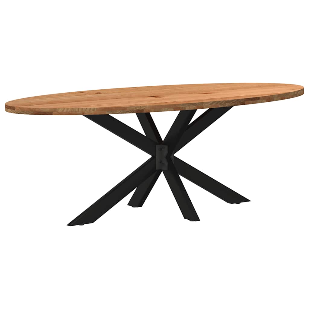 Esstisch Hellbraun 220x100x74 cm Massivholz Eiche Oval