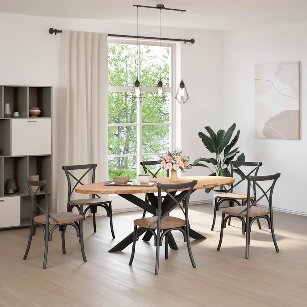 Esstisch Hellbraun 220x100x74 cm Massivholz Eiche Oval