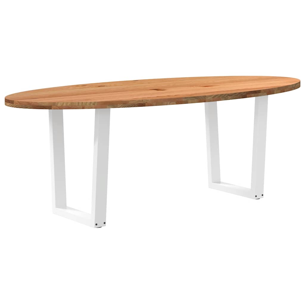Esstisch Hellbraun 220x100x74 cm Massivholz Eiche Oval
