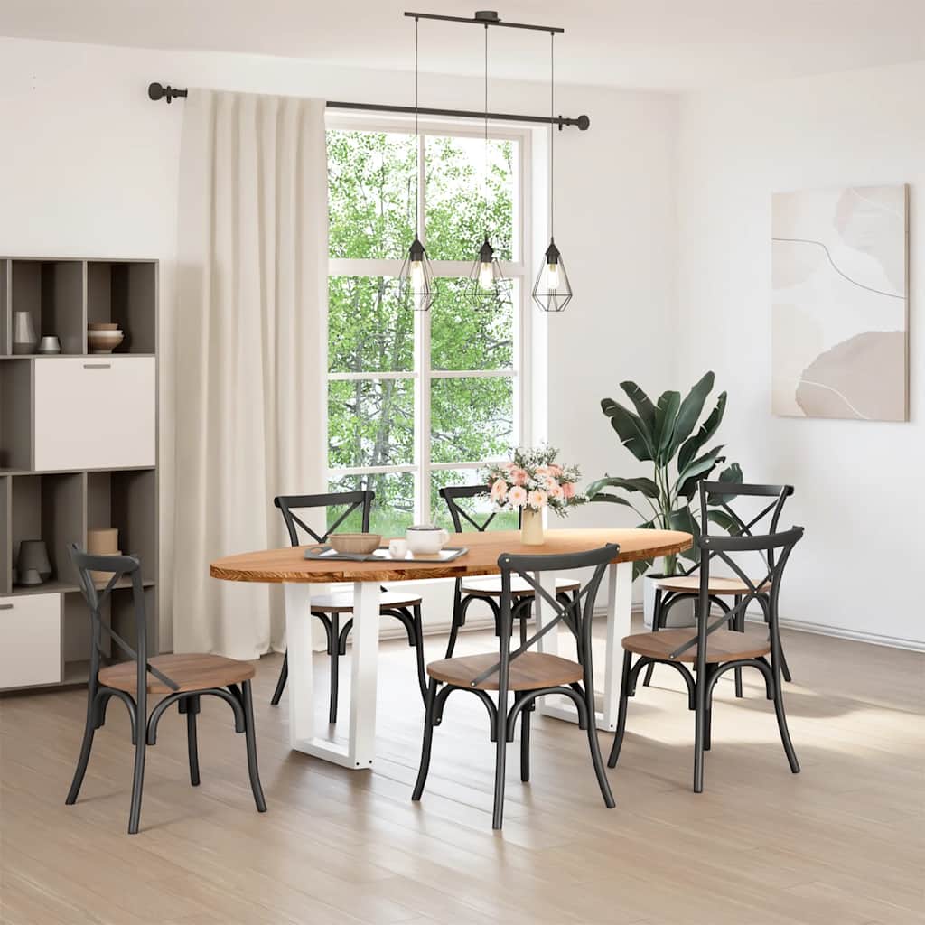 Esstisch Hellbraun 220x100x74 cm Massivholz Eiche Oval
