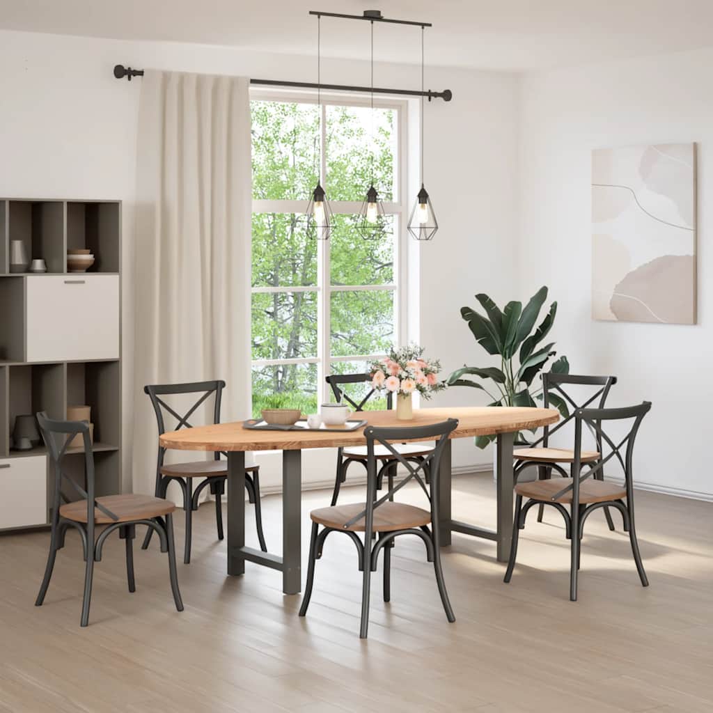 Esstisch Hellbraun 240x100x74 cm Massivholz Eiche Oval