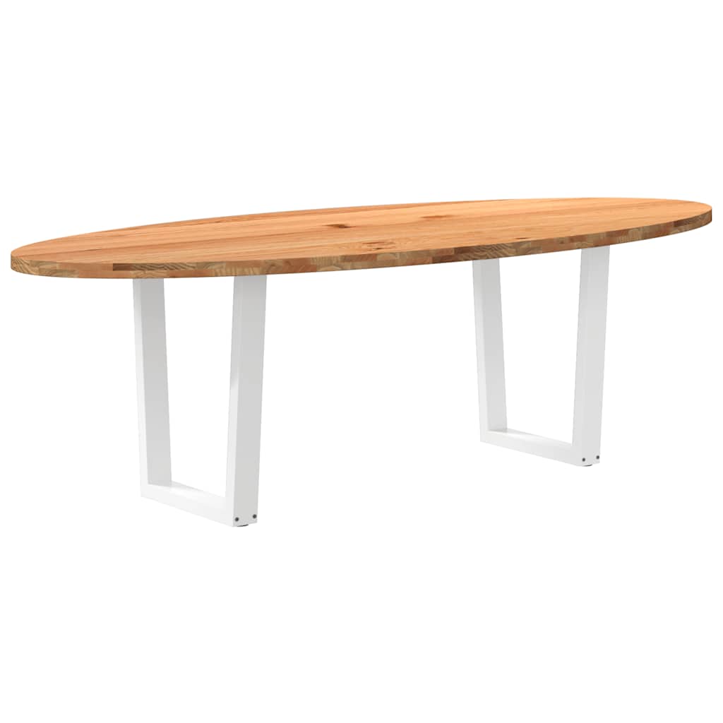 Esstisch Hellbraun 240x100x74 cm Massivholz Eiche Oval