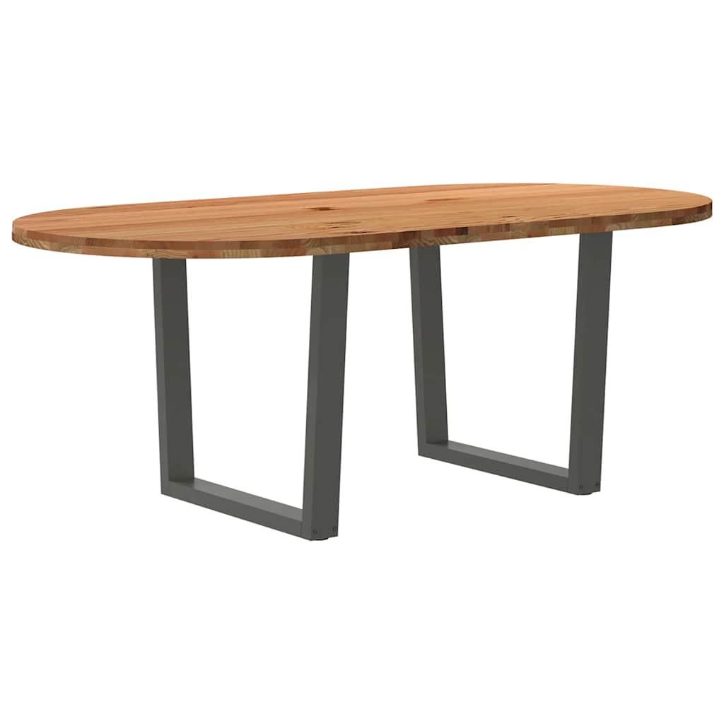 Esstisch Hellbraun 200x100x74 cm Massivholz Eiche Oval