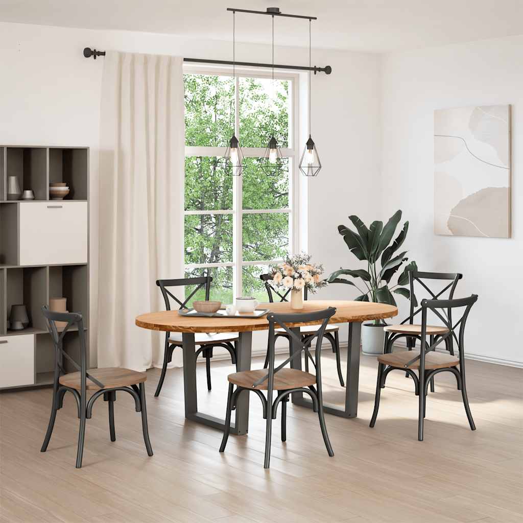 Esstisch Hellbraun 200x100x74 cm Massivholz Eiche Oval