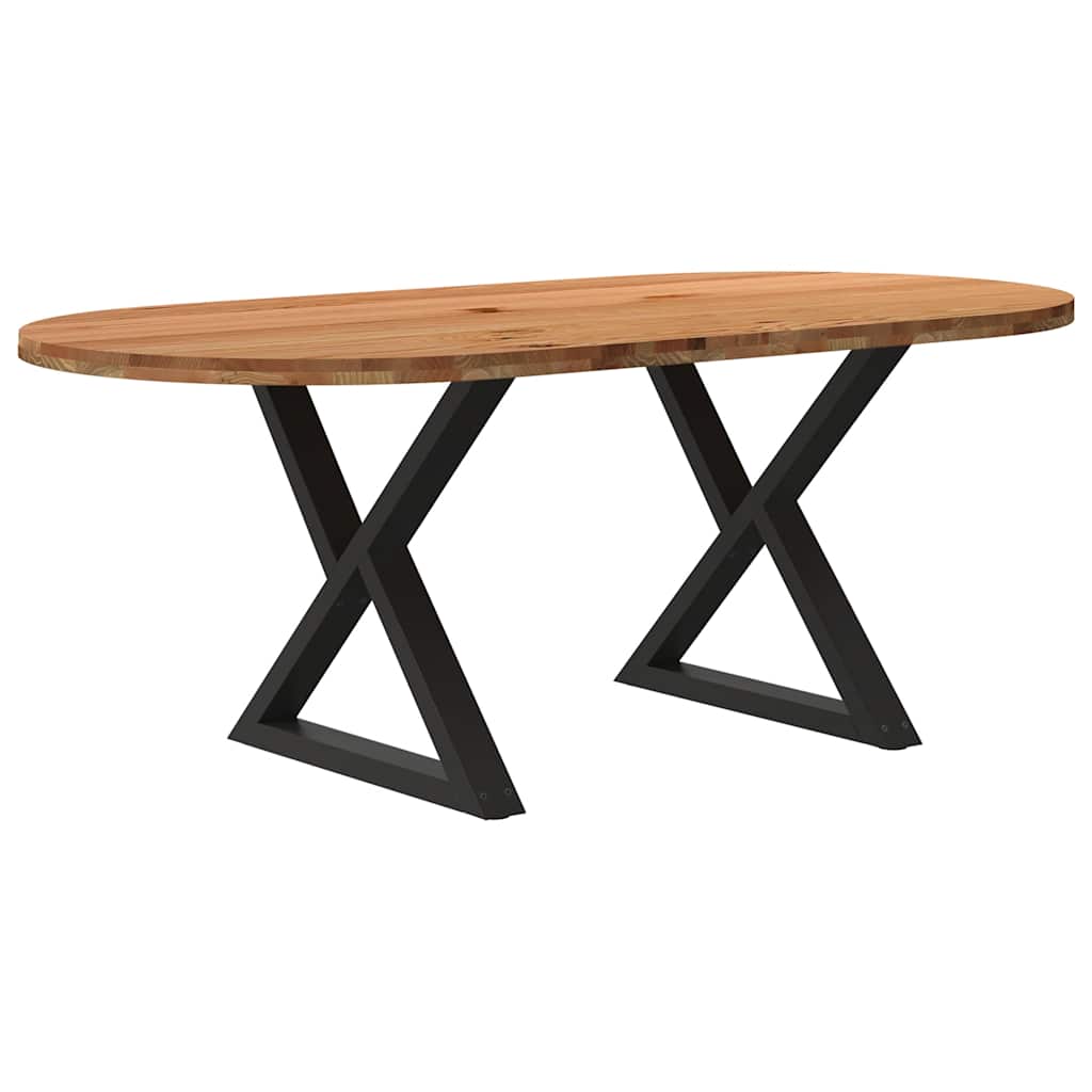 Esstisch Hellbraun 200x100x74 cm Massivholz Eiche Oval
