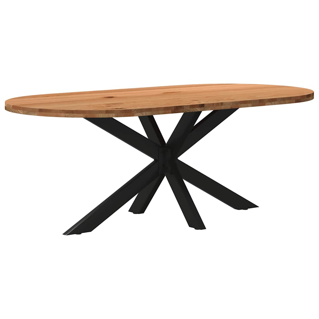 Esstisch Hellbraun 200x100x74 cm Massivholz Eiche Oval