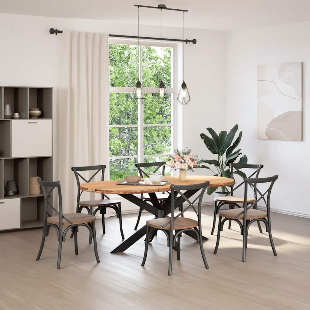 Esstisch Hellbraun 200x100x74 cm Massivholz Eiche Oval