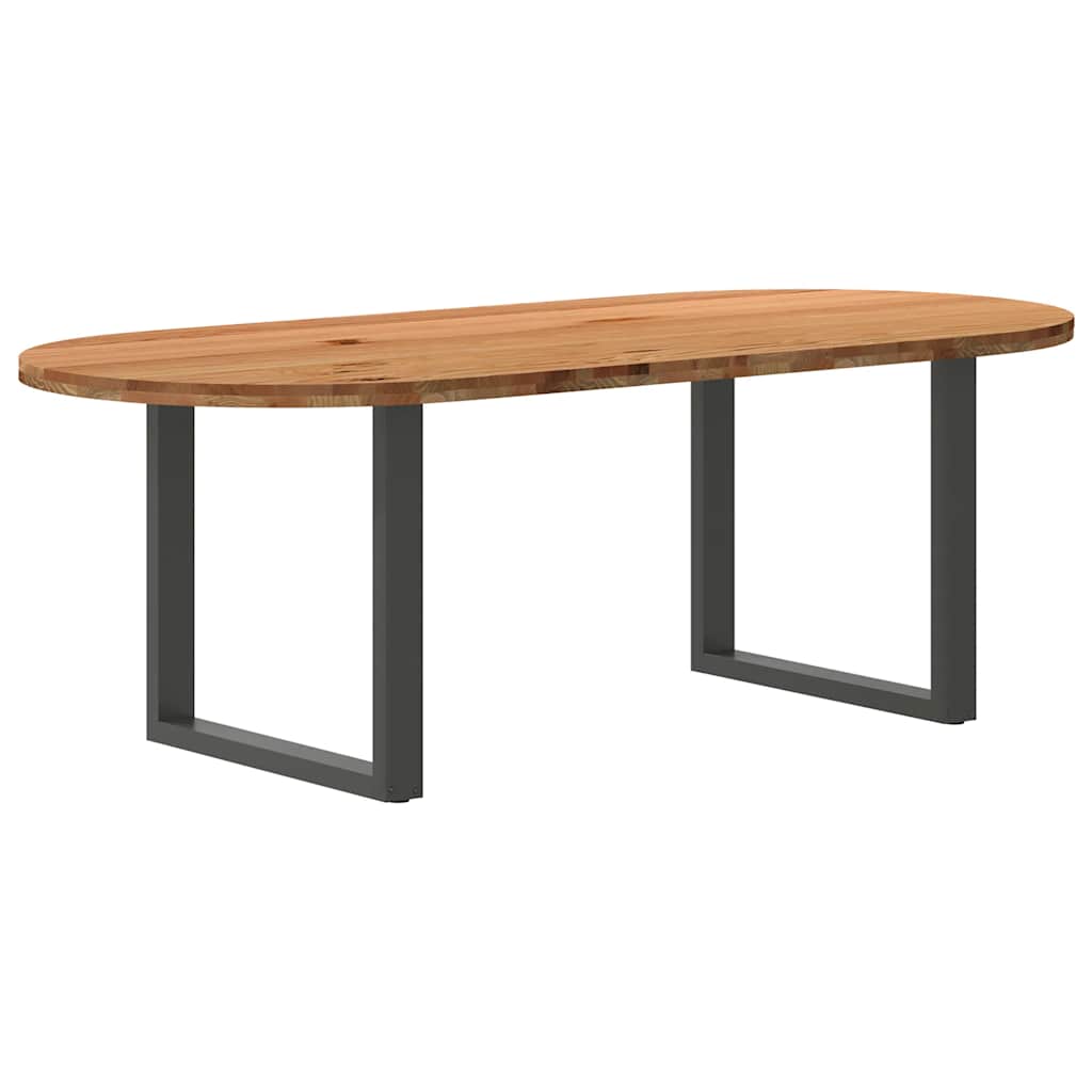 Esstisch Hellbraun 220x100x74 cm Massivholz Eiche Oval
