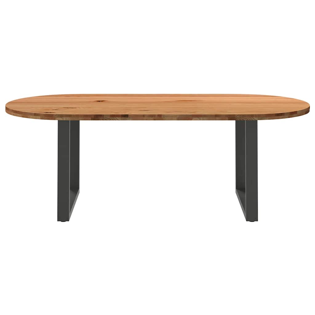 Esstisch Hellbraun 220x100x74 cm Massivholz Eiche Oval