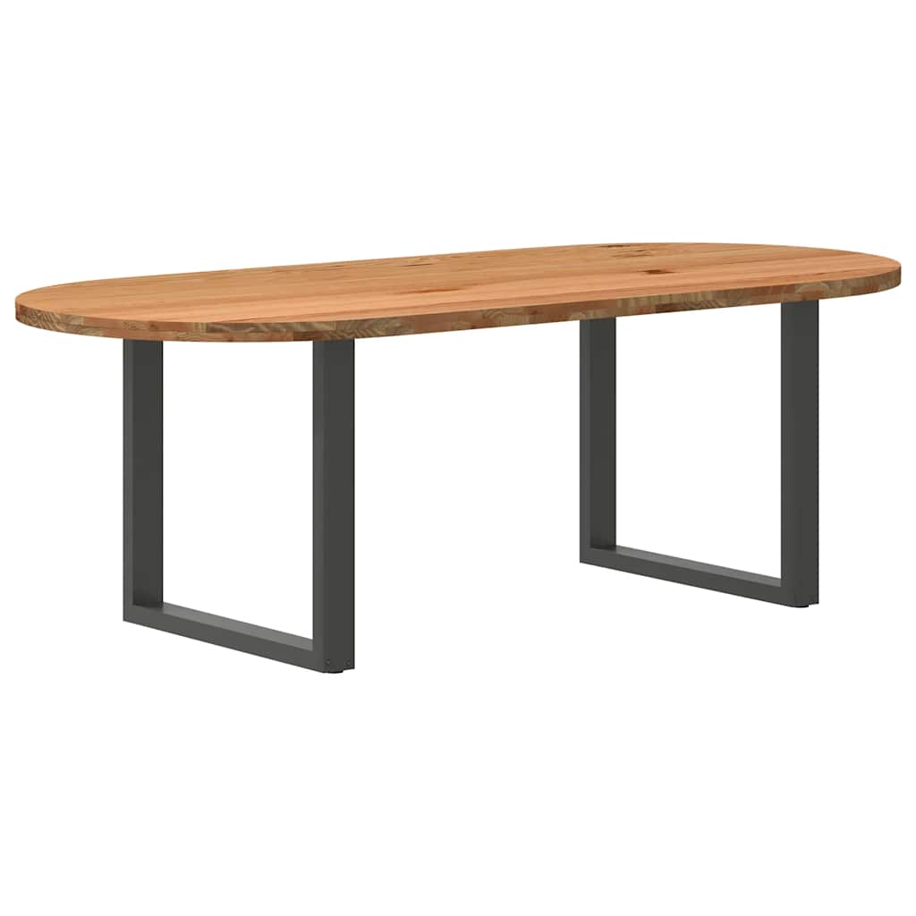 Esstisch Hellbraun 220x100x74 cm Massivholz Eiche Oval