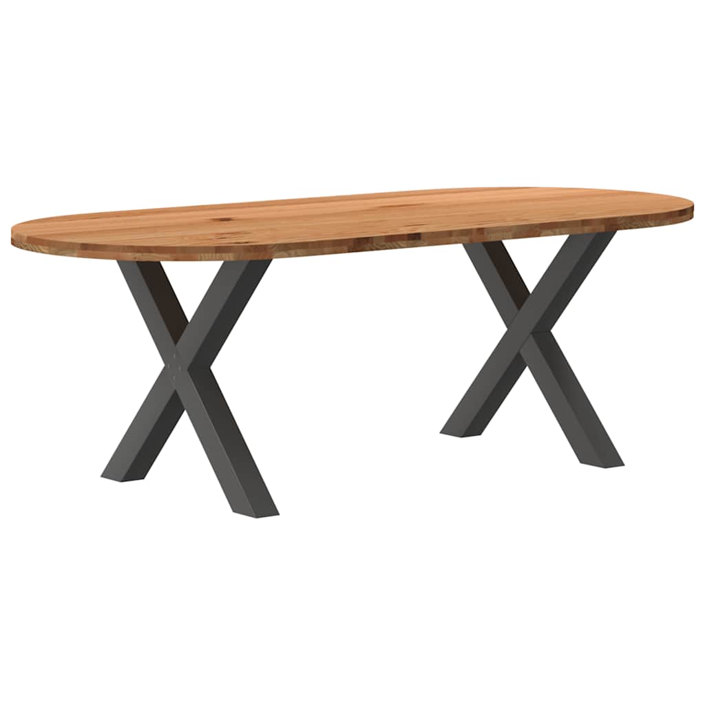 Esstisch Hellbraun 220x100x74 cm Massivholz Eiche Oval