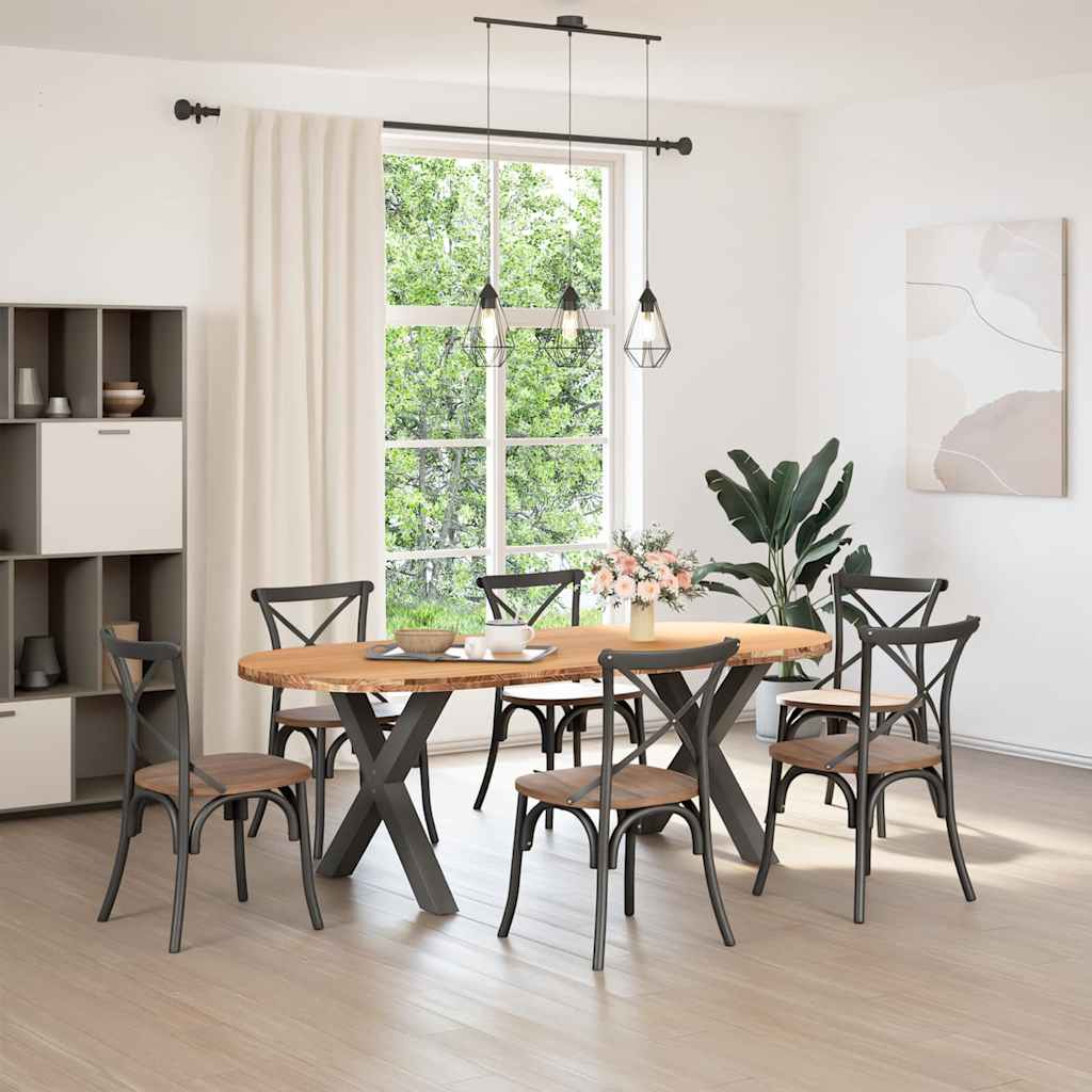 Esstisch Hellbraun 220x100x74 cm Massivholz Eiche Oval