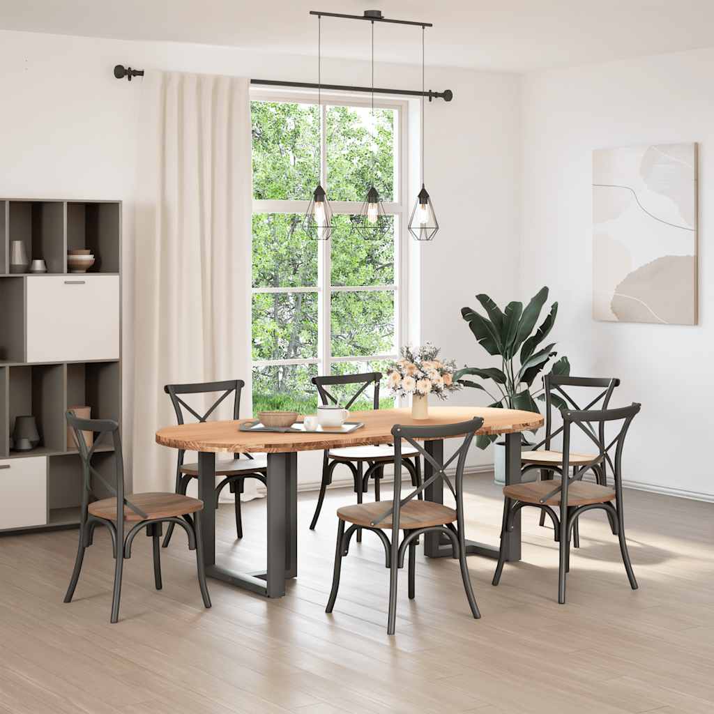 Esstisch Hellbraun 220x100x74 cm Massivholz Eiche Oval