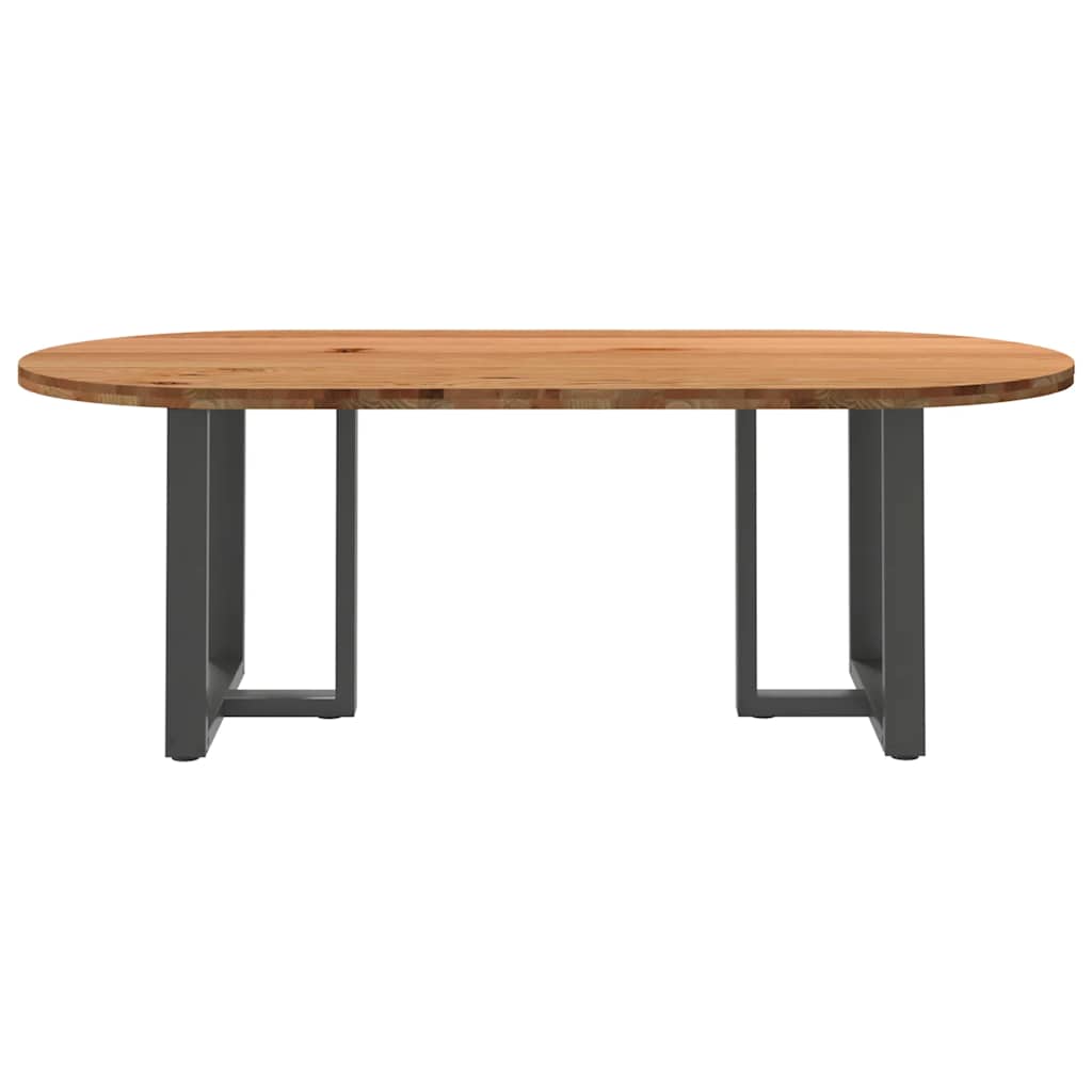 Esstisch Hellbraun 220x100x74 cm Massivholz Eiche Oval