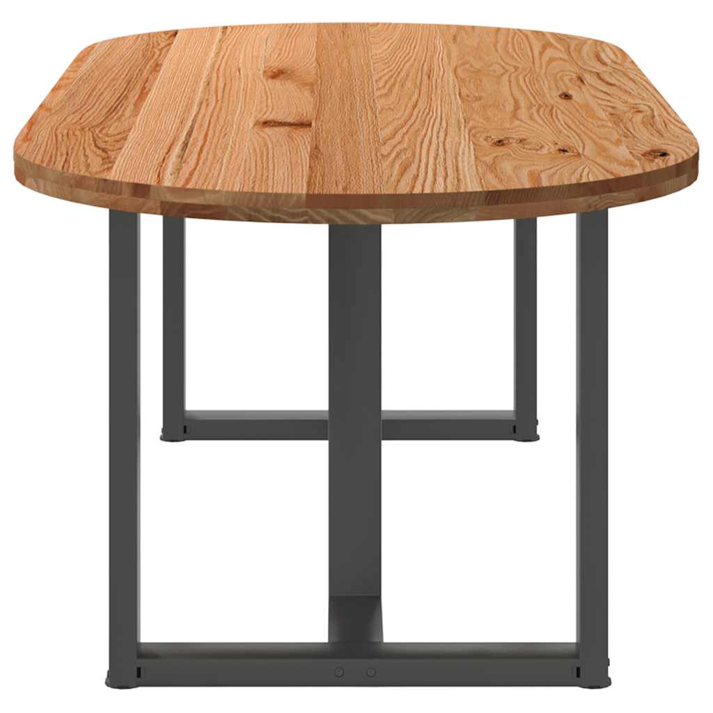 Esstisch Hellbraun 220x100x74 cm Massivholz Eiche Oval