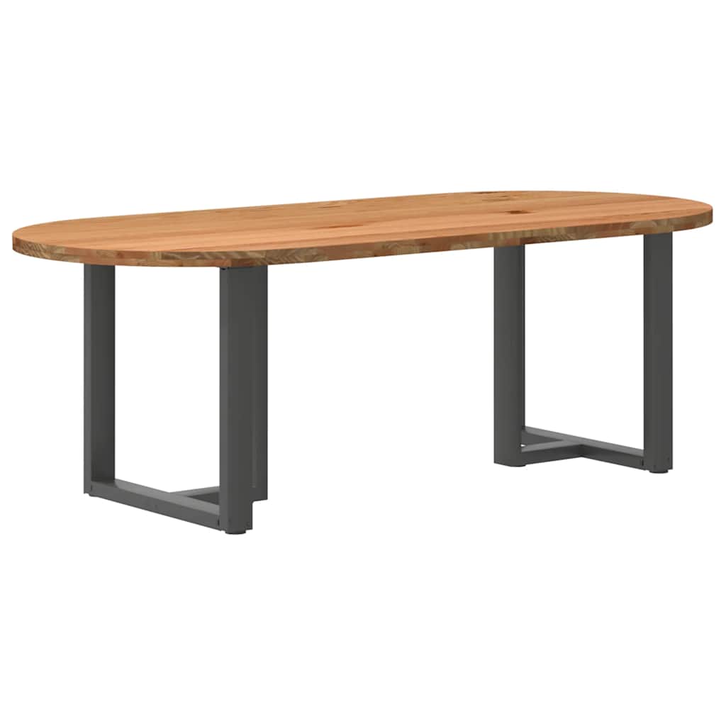 Esstisch Hellbraun 220x100x74 cm Massivholz Eiche Oval
