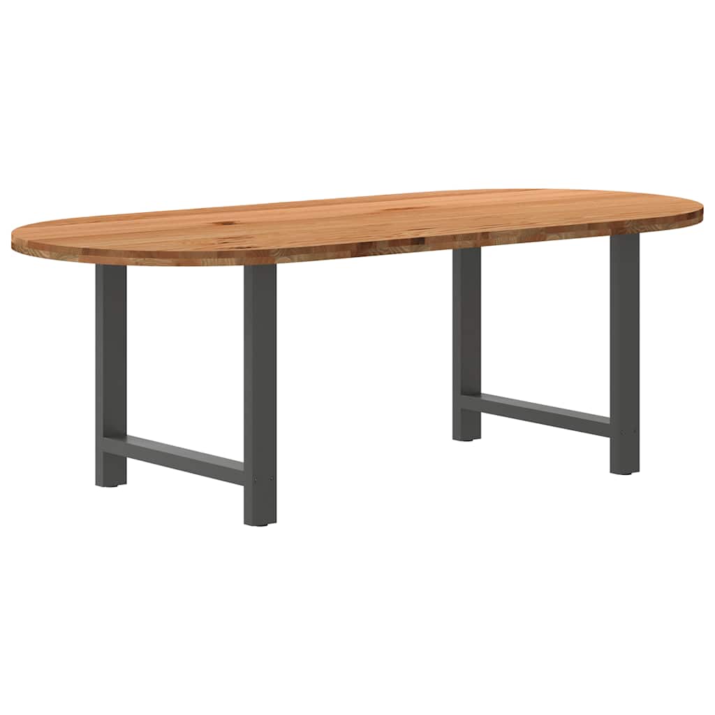 Esstisch Hellbraun 220x100x74 cm Massivholz Eiche Oval