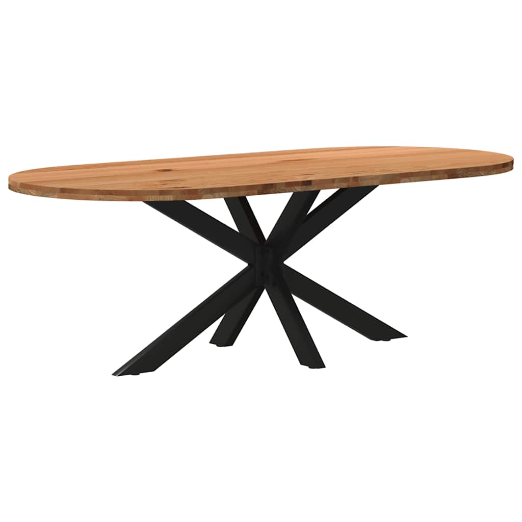 Esstisch Hellbraun 220x100x74 cm Massivholz Eiche Oval
