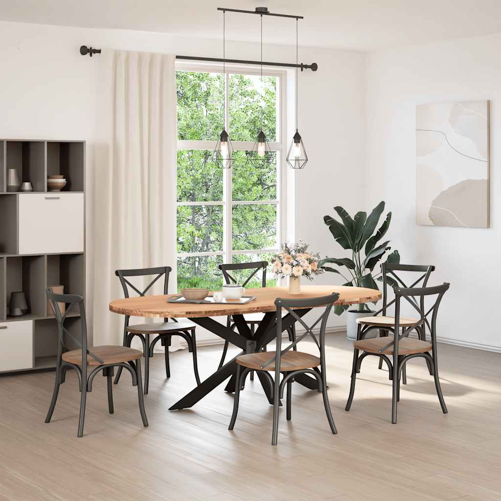 Esstisch Hellbraun 220x100x74 cm Massivholz Eiche Oval