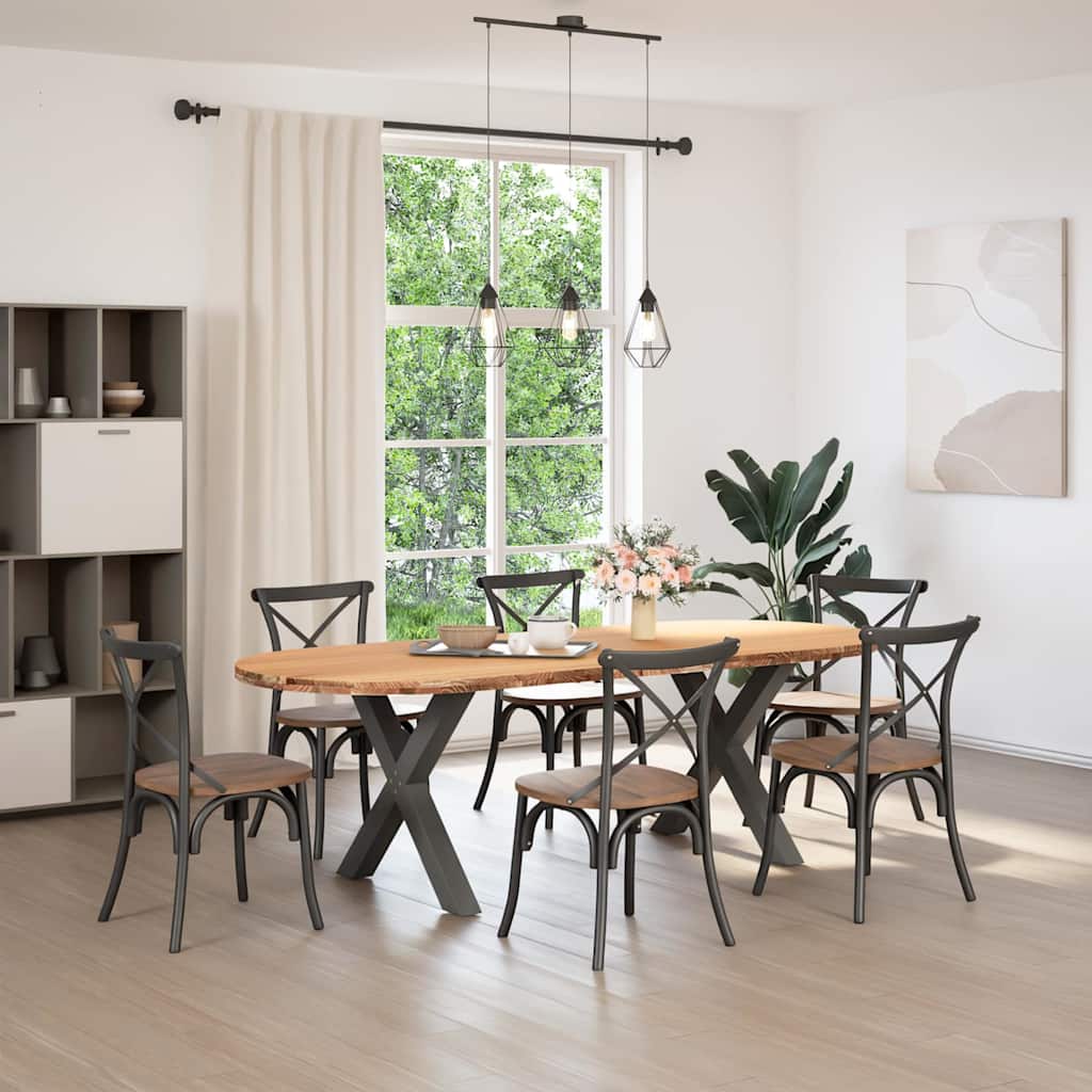 Esstisch Hellbraun 240x100x74 cm Massivholz Eiche Oval