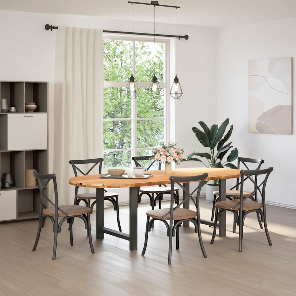 Esstisch Hellbraun 240x100x74 cm Massivholz Eiche Oval