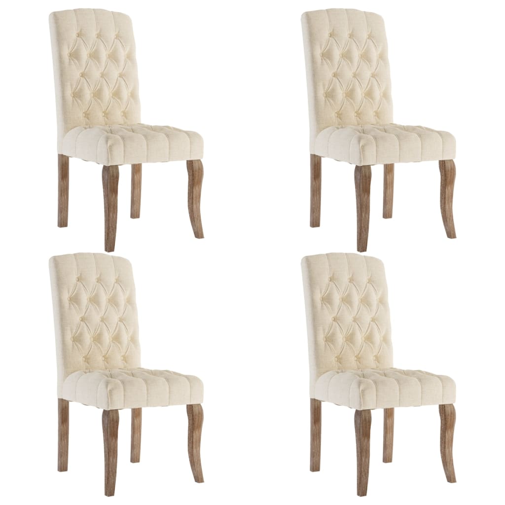 Esszimmerstühle 4 Stk. Beige Leinenoptik Stoff - heimxxl.de