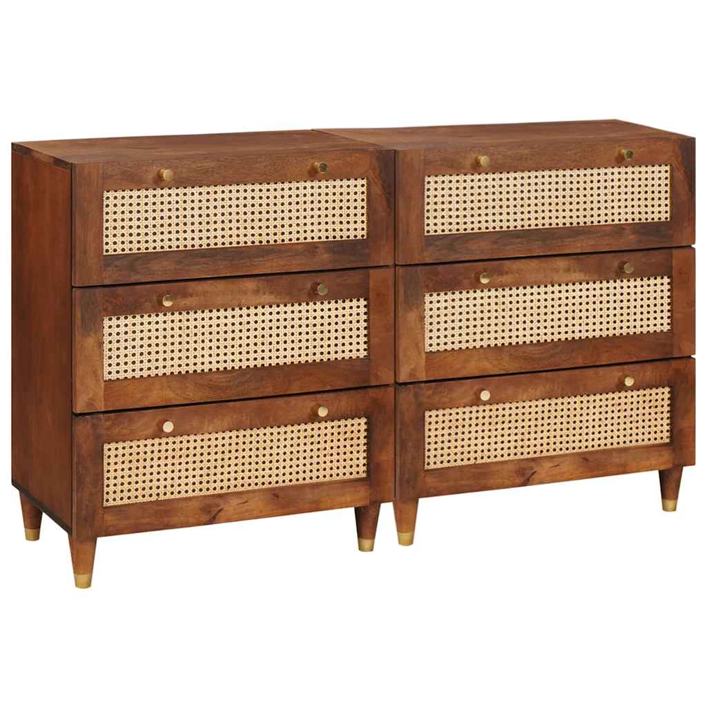Sideboard Set 2 pcs Braun 60 x 33.5 x 75 cm Massivholz Mango