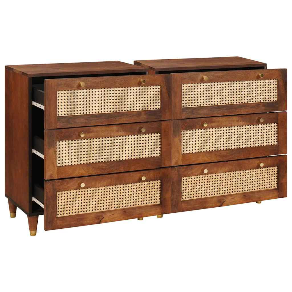 Sideboard Set 2 pcs Braun 60 x 33.5 x 75 cm Massivholz Mango