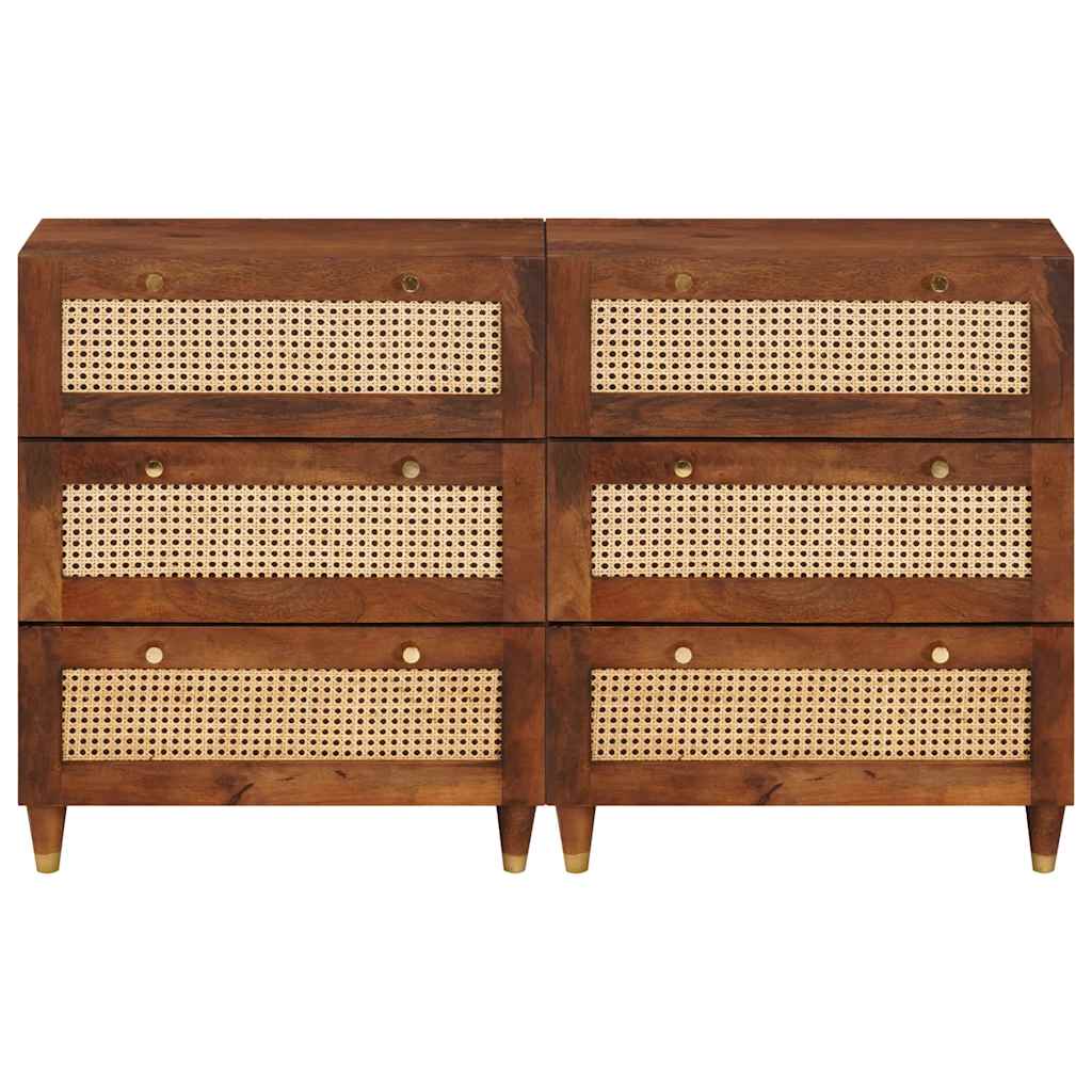 Sideboard Set 2 pcs Braun 60 x 33.5 x 75 cm Massivholz Mango