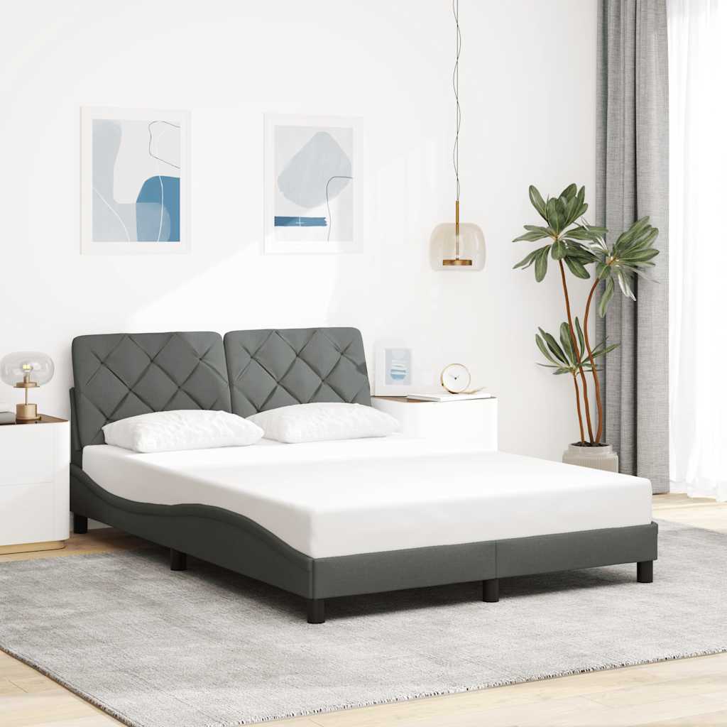 Bettgestell ohne Matratze Dunkelgrau 120x200 cm Stoff